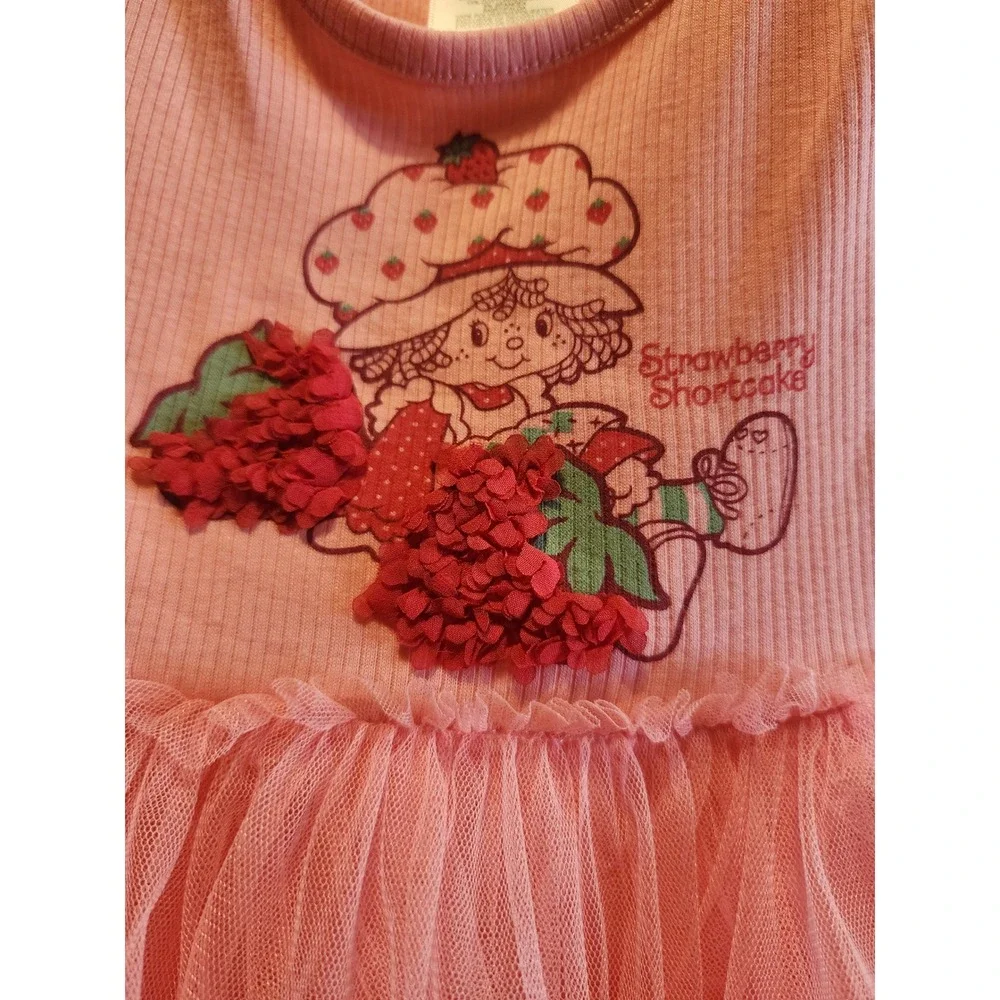 Strawberry Shortcake Baby Girls Pink Tutu Dress 3D Strawberries 12M NWT
